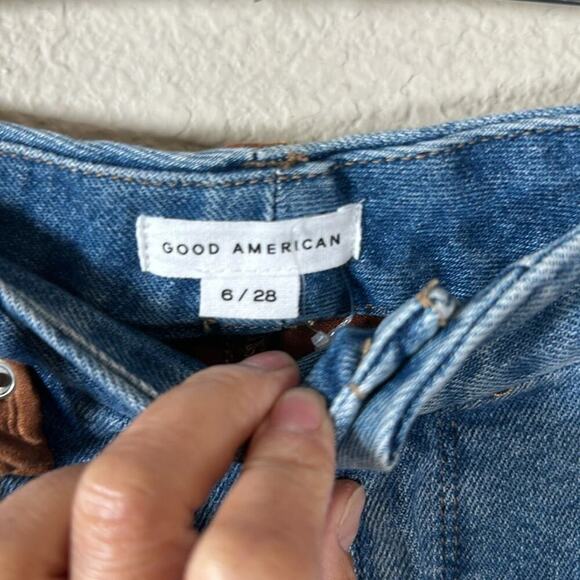 Good American Good Legs Suede Mixing Skinny Jeans Denim Light Wash Mixed - Picture 5 of 9